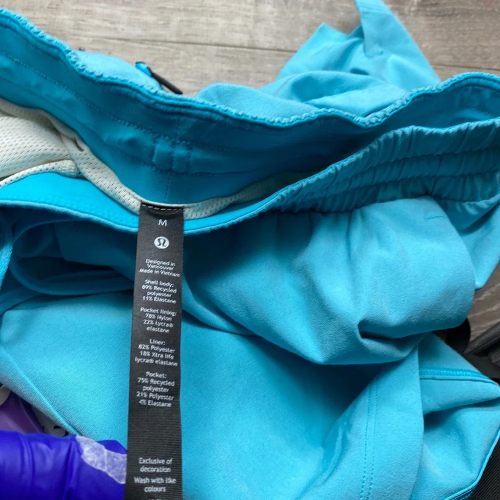 Lululemon Pace Breaker Shorts Mens M Blue Lined 7